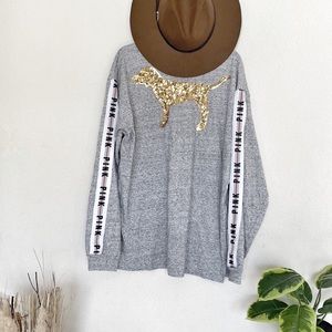 💛🤍PINK VS Long sleeve Sequin tee💛🤍